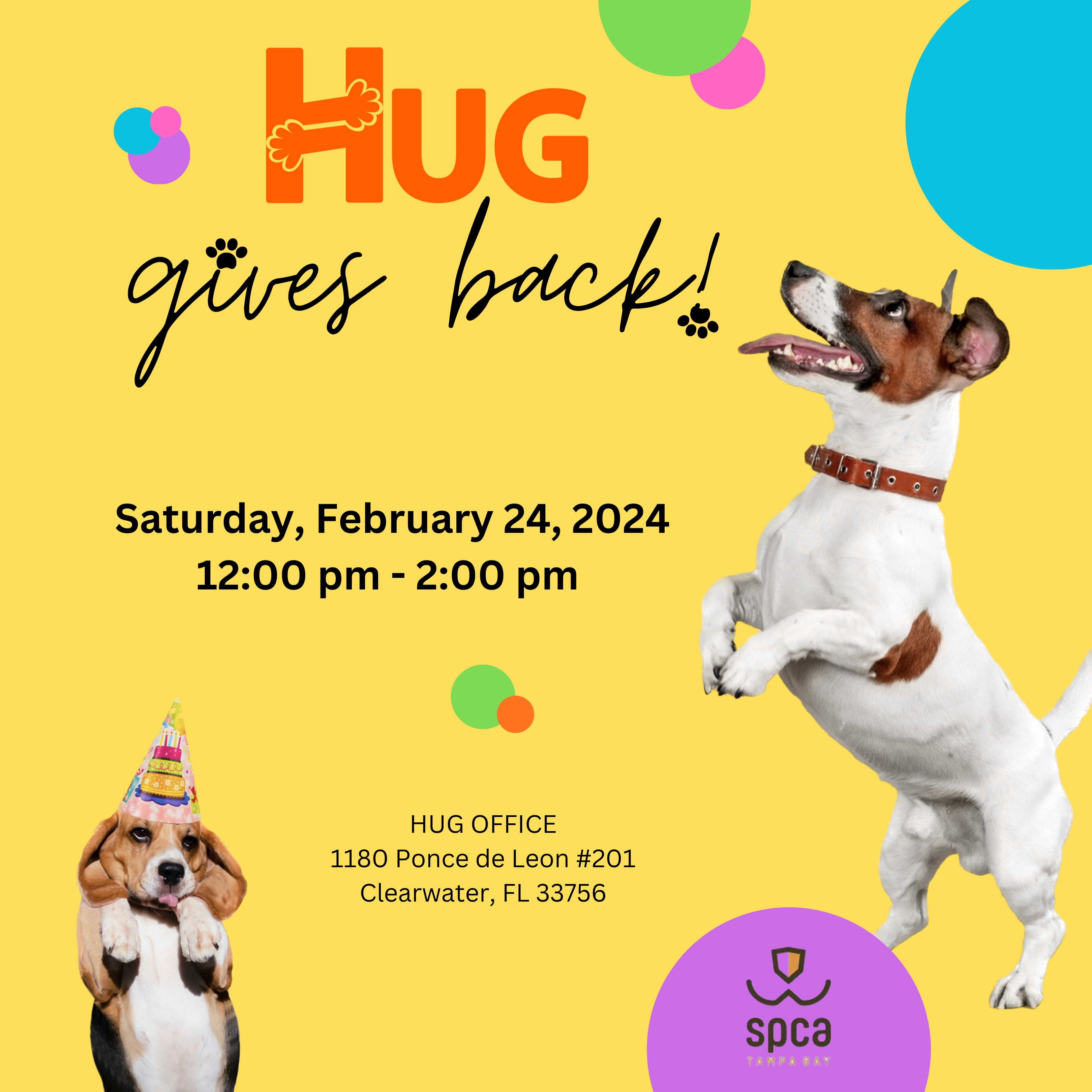 HUG Gives Back Graphic - Help Us Gather gives back to the SPCA of Tampa Bay