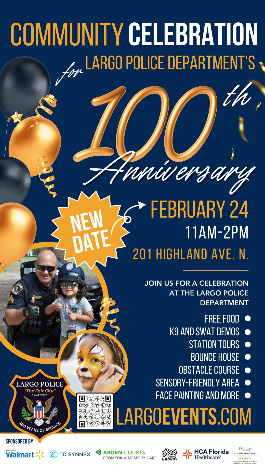 This graphic is for Largo Police Department presents 100th Anniversary Community Celebration