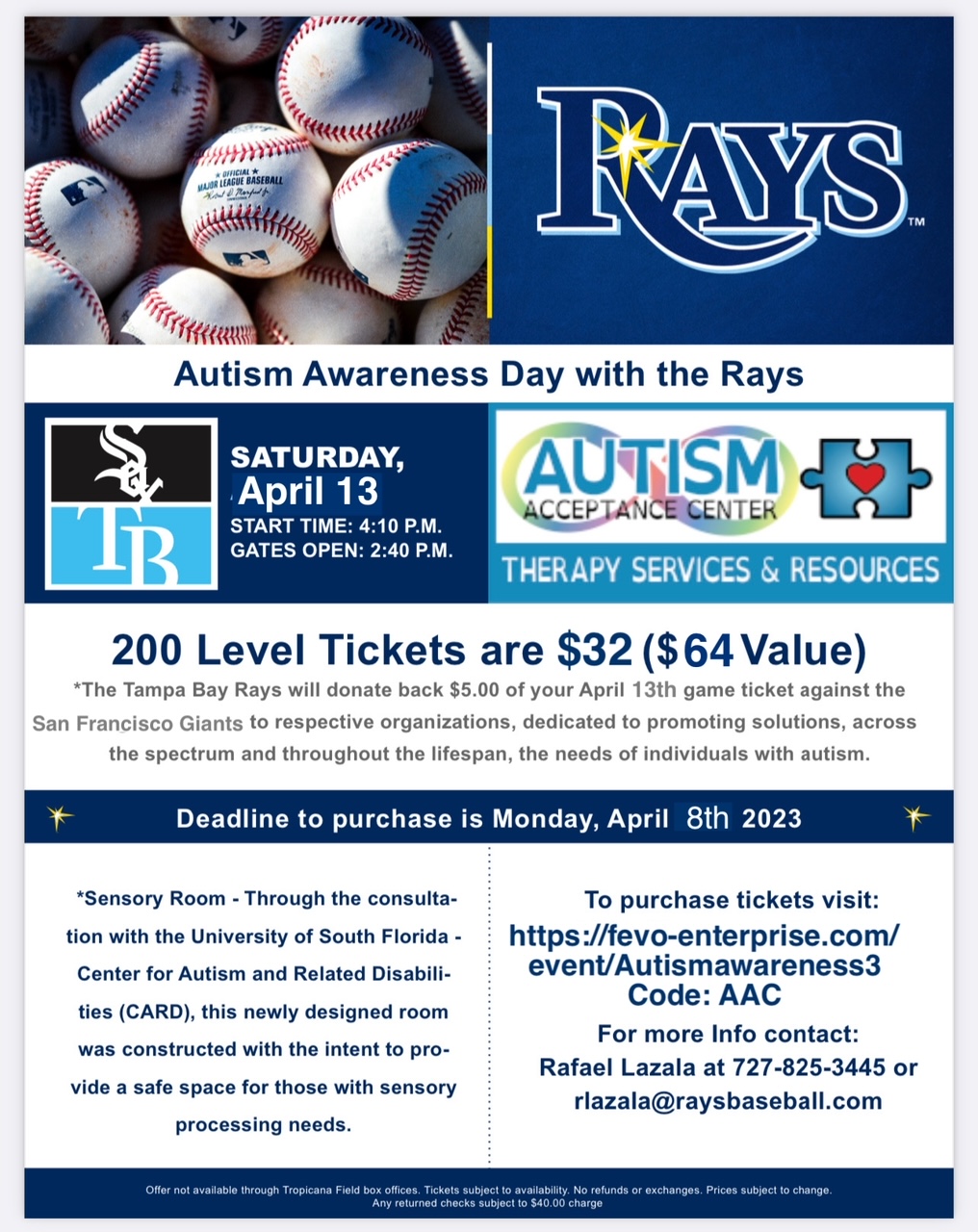 This is graphic is for Autism Awareness Day with the Rays