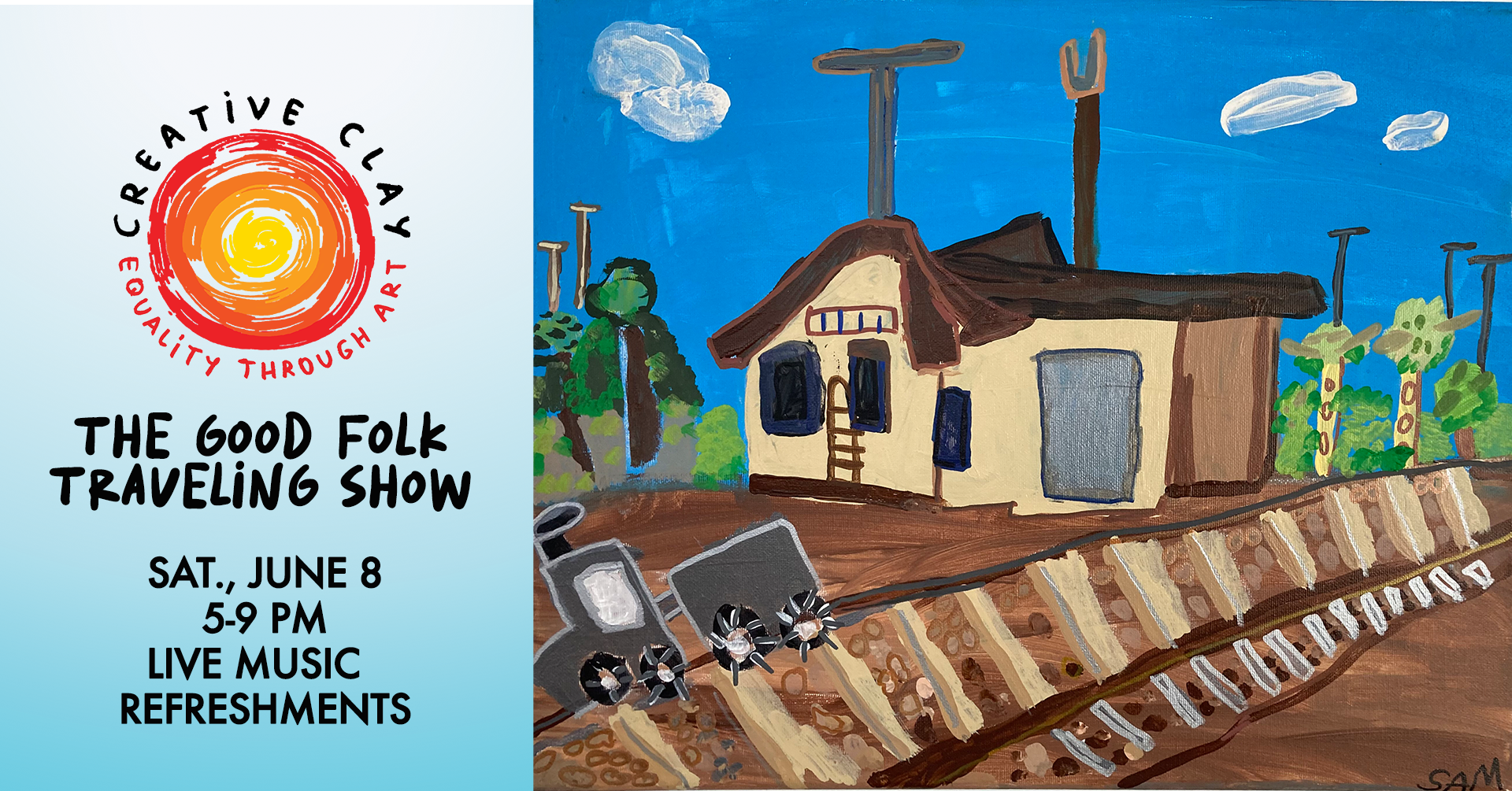 The graphic is for the June ArtWalk - The Good Folk Traveling Show.