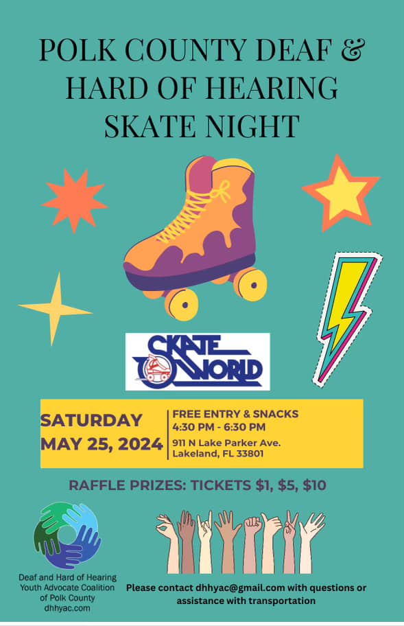 This graphic is for Polk County Deaf & Hard of Hearing Skate Night.