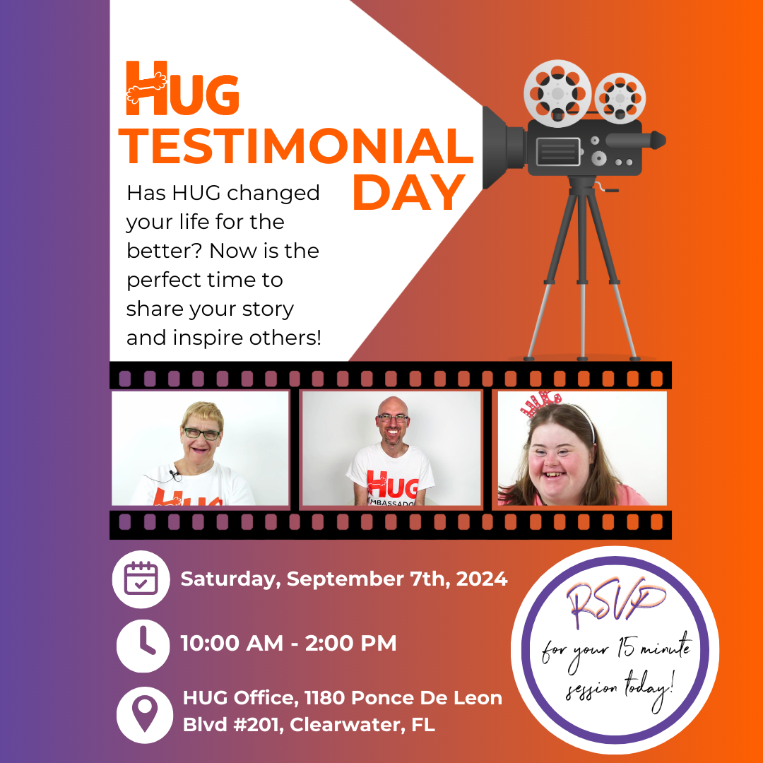 This graphic is for HUG's Testimonial Day.