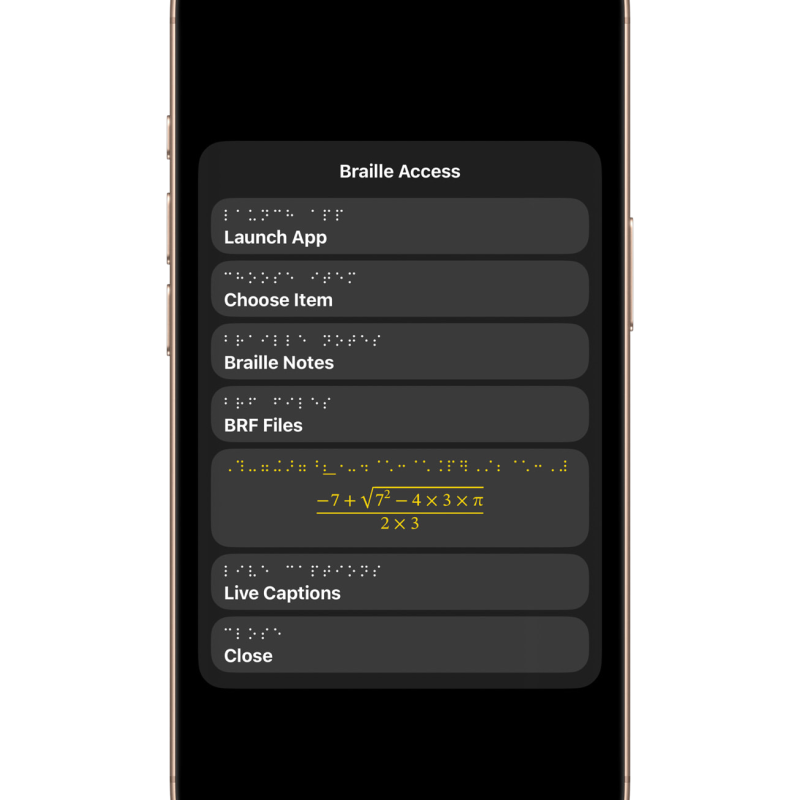 Apple's new Braille notetaker feature on iPhone screen